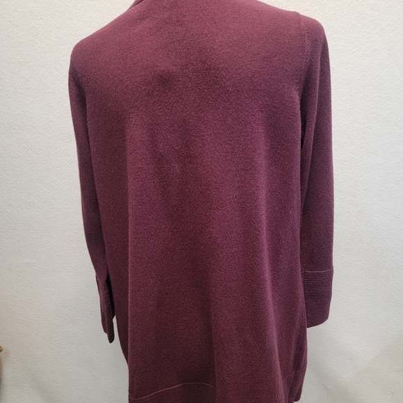 EVOLUTION BY CYRUS Ancho Chili Burgandy Open Front Cardigan Sweater Size Small - Picture 9 of 9